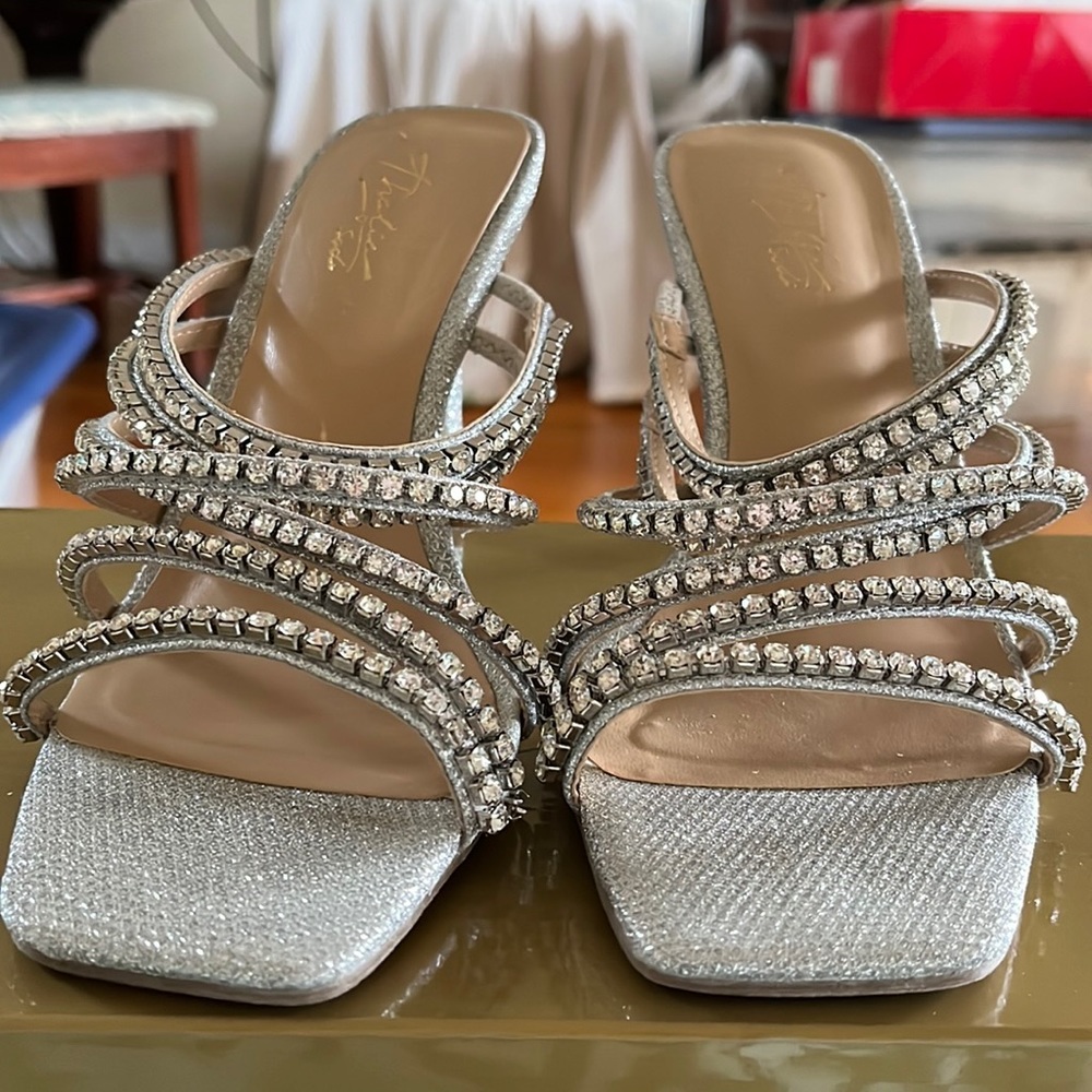 Silver strap heels Size 5.5